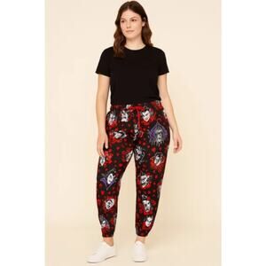 Disney Villains Jogger Pants Red Black Heart Tattoo Print 2X